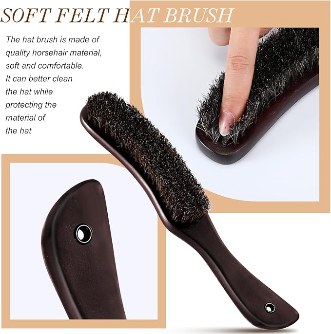 Patelai 2 Pcs Horsehair Felt Hat Brush Kit Lint Brush - Image 3