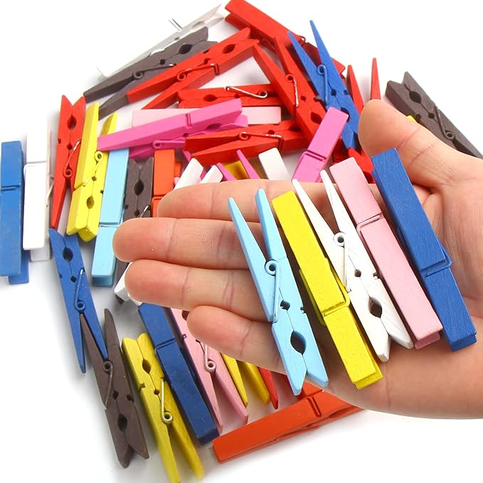 KIMOBER 2.83Inch Wooden Clothespins, Large Mixed Colored Craft Wood Pins Pegs - Image 3