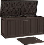Patiowell 240 Gallon Large Outdoor Storage Box, Waterproof Deck Box with Fixed Divider, Lockable and Durable Patio Storage Solution for Patio Furniture and Garden Tools (Brown) by Patiowell