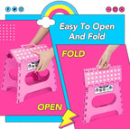 Delxo Folding Step Stool,11 Inch Non-Slip Foldable Step Stools for Kids and Adult,Portable Lightweight Small Folding Stool with Handle for Kitchen Bathroom in Pink,1 Pack - Image 7