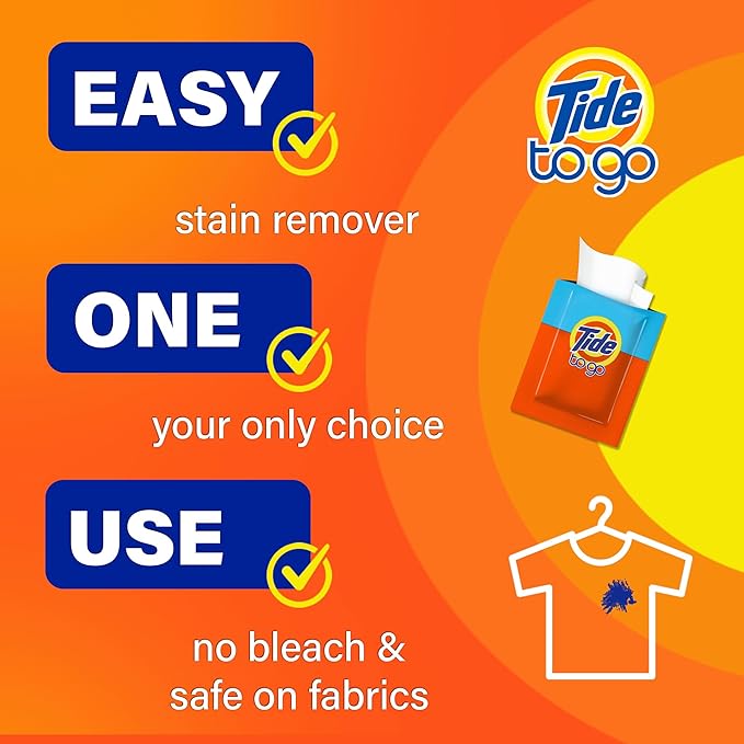 Tide To Go Stain Remover Wipes for Clothes, Instant Laundry Travel Stain & Spot - Image 4