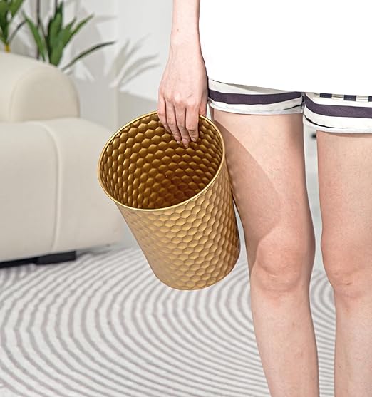 Small Metal Trash Can Wastebasket, Decorative Honeycomb Garbage Can Waste Basket - Image 8