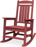 SERWALL Oversized Outdoor Rocking Chair, All-Weather Patio Rocking Chair, HDPE Porch Rocker for Adults, Red by SERWALL
