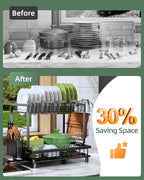 Dish Drying Rack, 2 Tier Space-Saving Dish Rack - Image 3