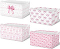 4 Pcs Pink Bow Storage Basket for Gifts Collapsible Girls Coqutte Pink Storage by Bulyoou