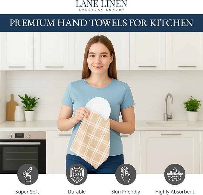 LANE LINEN Cotton Kitchen Towels Set, Quick-Drying, Premium Dish Towels - Image 2