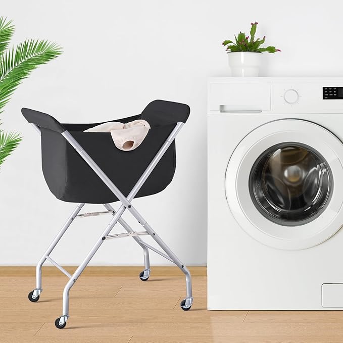 ELYKEN Laundry Cart with Wheels, 32”H Easy Rolling Laundry Hamper with - Image 7