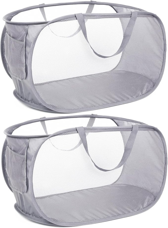 2 Pack Durable Collapsible Laundry Baskets by Bemkoo