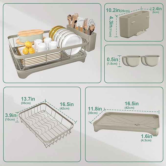 Kitchen Dish Drying Rack – Large Capacity Single Tier Dish Drainer - Image 2