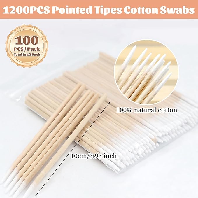 1200PCS Precision Pointed Tips Cotton Swab, 4 inch Microblading Cotton Swabs - Image 3