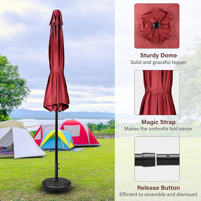 Simple Deluxe 9' Patio Umbrella Outdoor Table Market Yard Umbrella with Push Button Tilt/Crank - Image 6