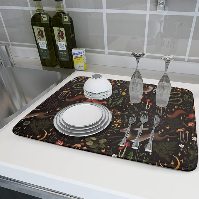 Black Mushrooms Butterfly Dish Drying Pad 18 x 24 Inch - Image 6