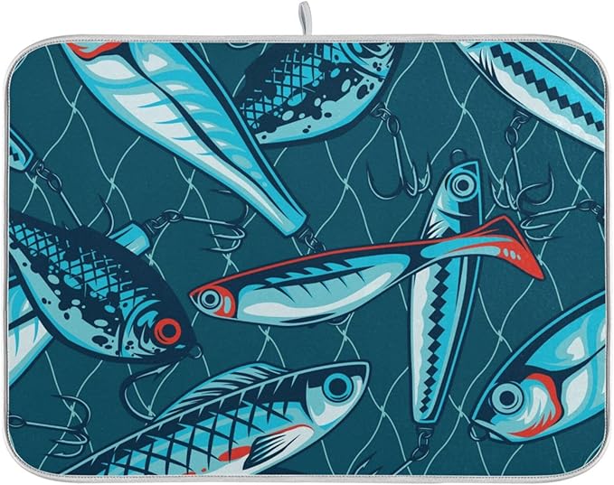 Fishing Artificial Baits Dish Drying Mat Super Absorbent Drying Mat Large by OTVEE
