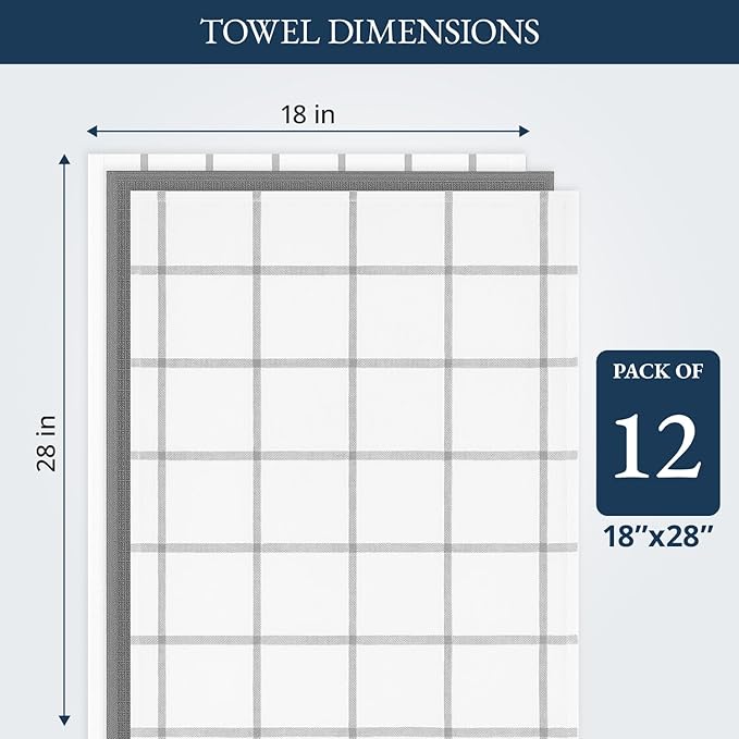 LANE LINEN Kitchen Towels & Dishcloths Set of 12-100% Cotton, Quick-Drying 18” - Image 3