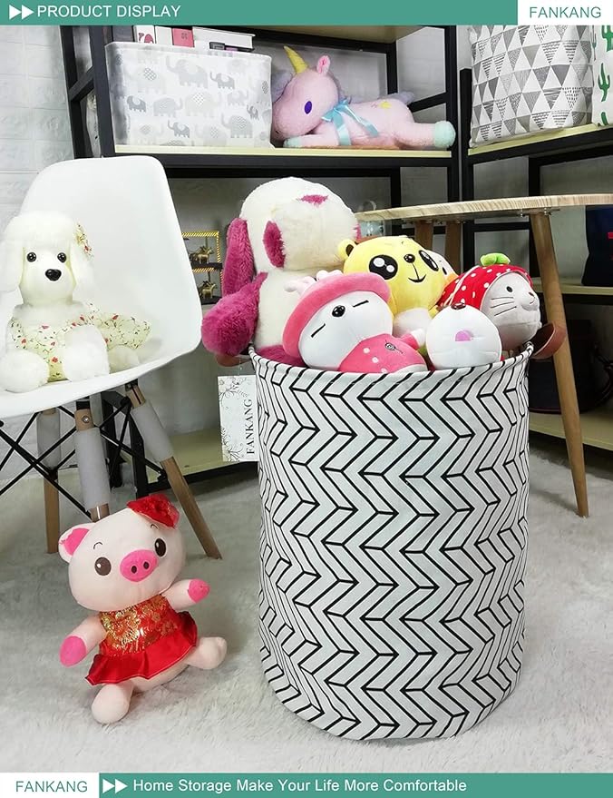 FANKANG Storage Basket, Nursery Hamper Canvas Laundry Basket Foldable - Image 5