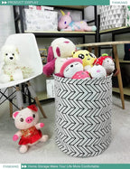 FANKANG Storage Basket, Nursery Hamper Canvas Laundry Basket Foldable - Image 5
