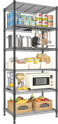 Xcity Storage Shelves, 6 Tier Heavy Duty Metal Shelving Unit, 2400 LBS Capacity Adjustable Steel Wire Shelf Organizer for Pantry, Kitchen, Garage, 14" D x 30" W x 70" H, Black by Unknown