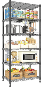 Xcity Storage Shelves, 6 Tier Heavy Duty Metal Shelving Unit, 2400 LBS Capacity Adjustable Steel Wire Shelf Organizer for Pantry, Kitchen, Garage, 14" D x 30" W x 70" H, Black by Unknown