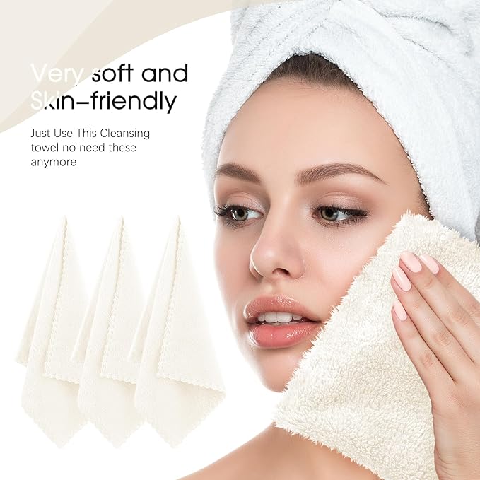 Syhood 12 Pieces Face Wash Cloth 12 x 12 in Makeup Remover Cloths Towel Coral - Image 2