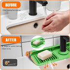 17.7" Green Button Style Faucet Drip Catcher – Silicone Faucet Mat - Image 3