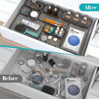 23 PCS Clear Plastic Drawer Organizers Set, 4 Size Desk Drawer Organizer Trays - Image 4