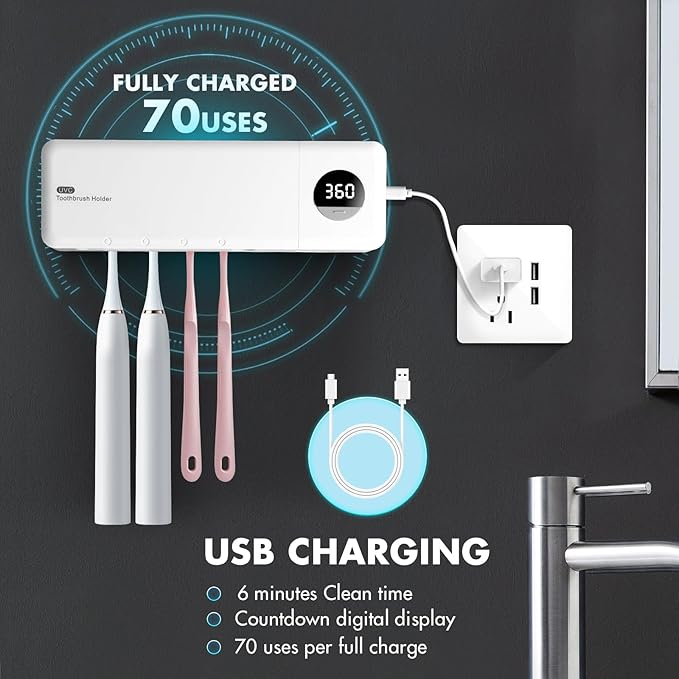 Sanitizeri Toothbrush Holder, Sanitizeri Toothbrush Cleaner, 2000mAh - Image 7
