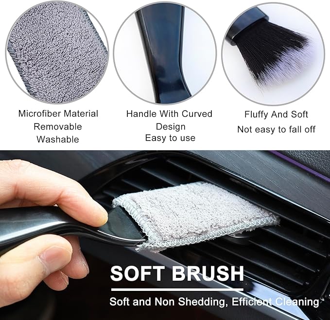 3 Pack Car Interior Detail Dust Brush, Microfiber Duster Brush, Feather Duster - Image 3