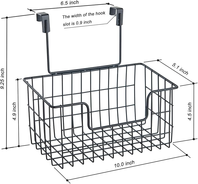 Wire Hanging Storage Basket 2 Packs, Wall Mounted Kitchen Bathroom Storage - Image 3