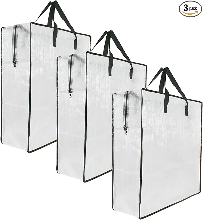 3 Pack Clear Storage Bags with Zipper and Handles, Blanket Bags by GONGKANGYUAN