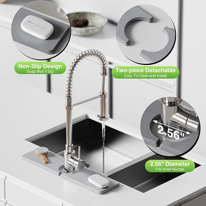 15.8" x 4" Stone Faucet Mat for Kitchen Sink, Quick Drying Diatomite Sink Tray - Image 5