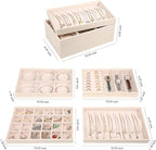 LANDICI Stackable Jewelry Organizer Trays 4 Set, PU Leather Jewelry Organizer - Image 4