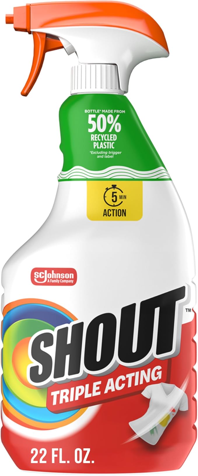 Shout Active Enzyme Laundry Stain Remover Spray, Triple-Acting Formula Clings by Shout