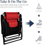 Best Choice Products Oversized Padded Zero Gravity Chair, Folding Outdoor Patio Recliner, XL Anti Gravity Lounger for Backyard w/Headrest, Cup Holder, Side Tray, Polyester Mesh - Red - Image 6