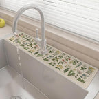 24" X 5.5" Kitchen Sink Splash Guard Faucet Mat Floral Super Absorbent Fast by Unknown