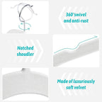 Premium Velvet Shirt Hangers 30 Pack, Non-Slip 360° Swivel Hook Slim Felt Hanger - Image 2