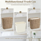 Wicker Waste Basket with Lid and Liner, Woven Seagrass Trash Can, Bathroom - Image 5