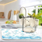 Winter Snowflake Blue Dish Drying Mat - Image 5