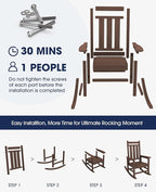 KINGYES Oversized Outdoor Rocking Chair, All-Weather Patio Rocking Chairs for Porch, HDPE Outdoor Patio Rockers with High Back & Wide Seat for Garden, Lawn, Coffee - Image 5
