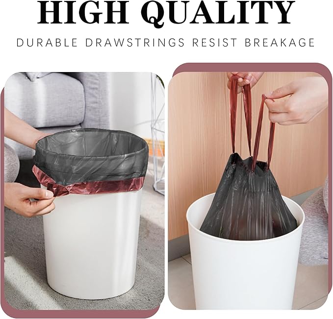 8 Gallon Trash Bags 120 Count Black Drawstring Garbage Bags - Image 6
