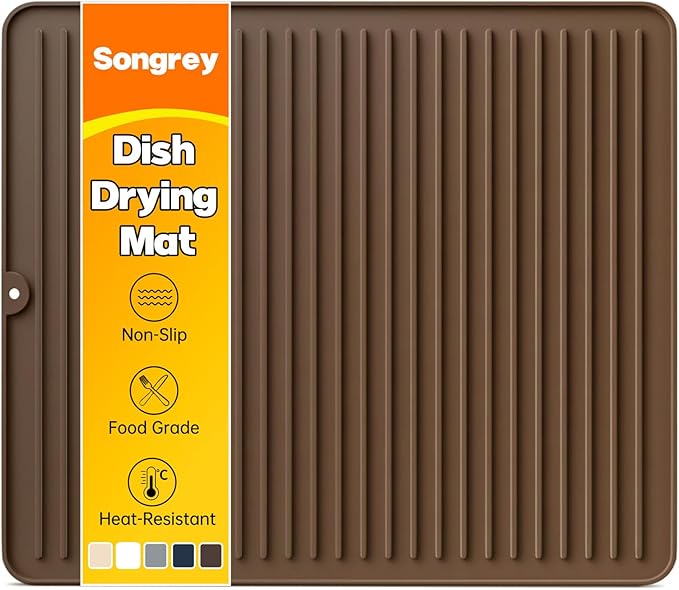 Songrey 18" x 16" Silicone Dish Drying Mat, Kitchen Counter Drying Pad by Unknown