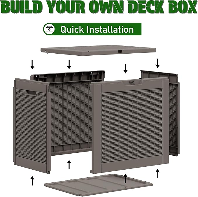 Outdoor Storage Box, Resin Deck Boxes Indoor and outdoor, Waterproof Storage Box Lockable Lid (Grey,31 Gallon) - Image 3