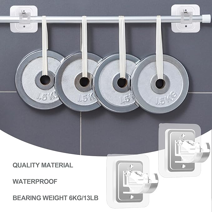 Codoule 2PCS No Drill Curtain Rod Brackets No Drilling Self Adhesive Curtain - Image 3
