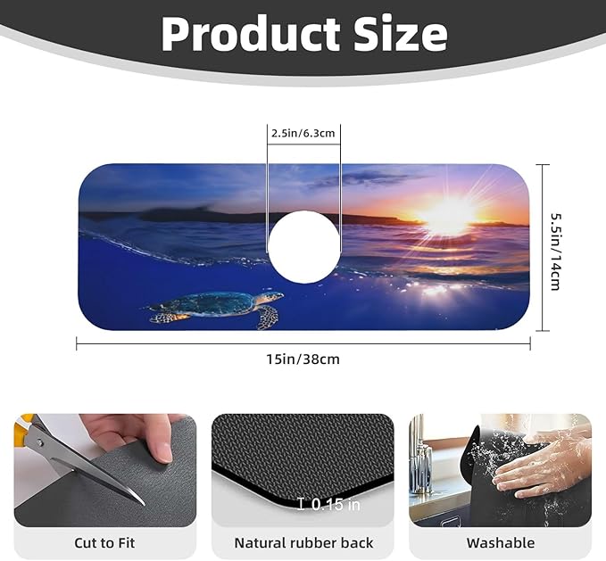 Sea turtle Kitchen sink faucet pad, strong water absorption, anti slip - Image 2