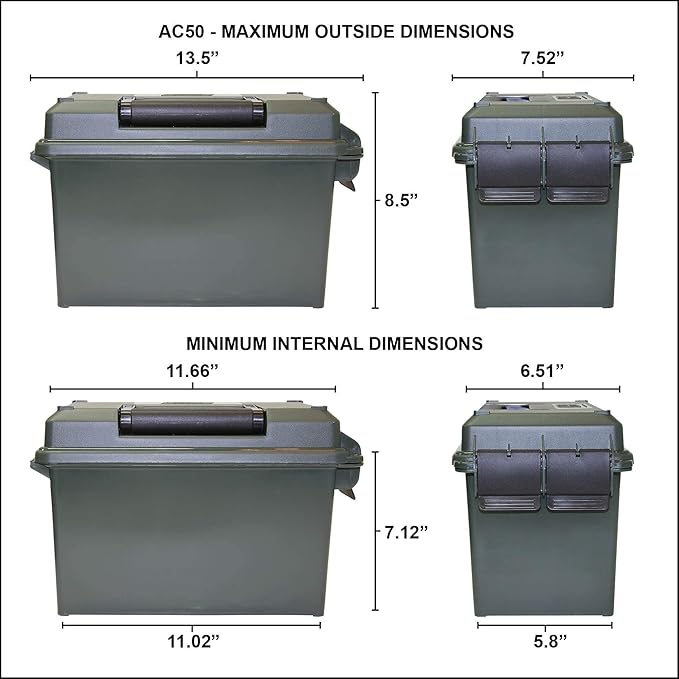 MTM AC50C Ammo Can, 50 Caliber, Field Boxes, Lockable Storage Box - Image 2
