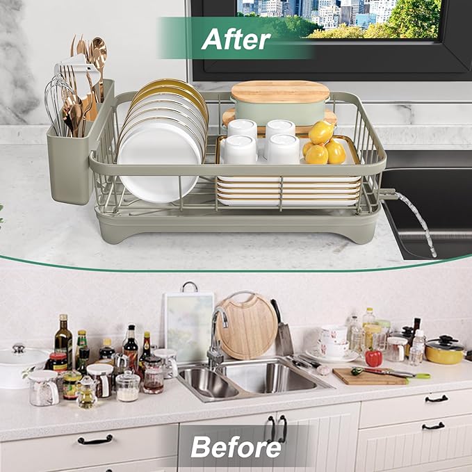 Kitchen Dish Drying Rack – Large Capacity Single Tier Dish Drainer - Image 6