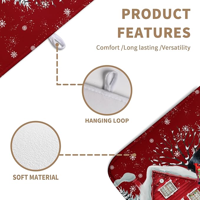 Christma Snowman Dish Drying Mat Winter Snowflake Large Kitchen Mats Dish - Image 4