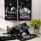 Breling Set of 6 Kitchen Towels Modern Minimalist Dish Towel Black Bathroom - Image 2