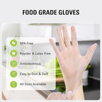 Disposable Vinyl Gloves, Food Safe, Latex-Free Powder-Free Clear Plastic Gloves - Image 4