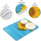 ALAZA Sunflower Yellow On Blue Wooden Dish Drying Mat - Image 4
