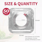 50pc Aluminum Gas Stove Burner Covers -Thicker Foil Square Burner Liners - Image 6